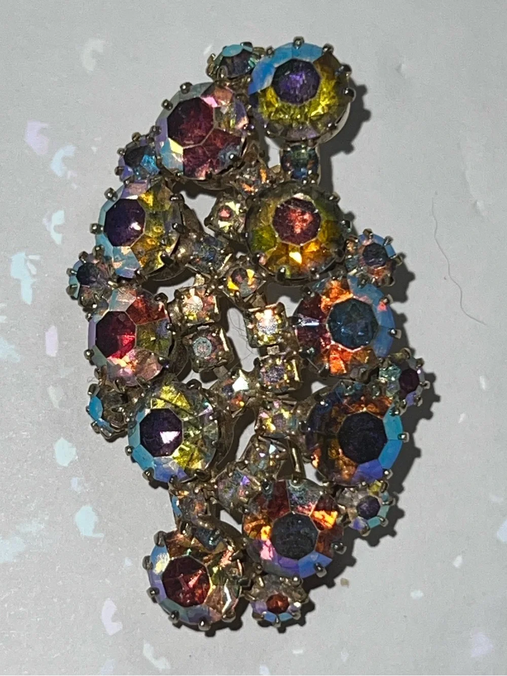 Vintage Karu Arke AB Rhinestone Crystal Gold Tone Statement Brooch